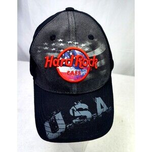 Vintage 90's Hard Rock Cafe Hat Myrtle Beach USA Black Red Logo OS Adjustable